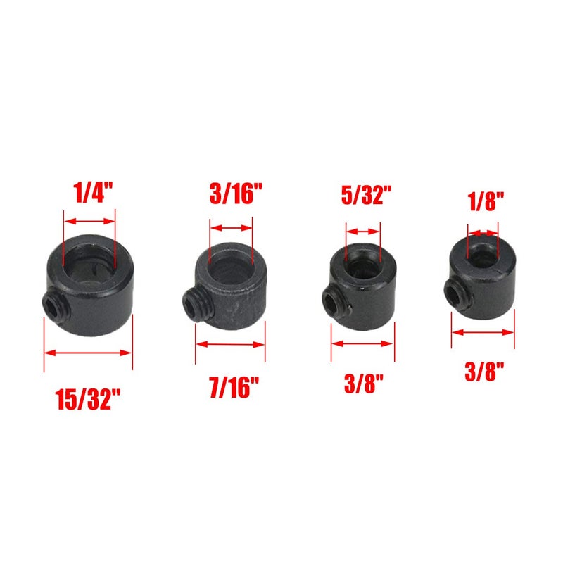 Sydien Drill Bit Stop Collar Set  3 Sets of Drill Stop Collar Set Woodworking Ring Locator with Allen Wrench (1/8""  5/32""  3/16""  1/4""  5/16""  3/8""  1/2""  5/8"") - 24 Piece - Image 4